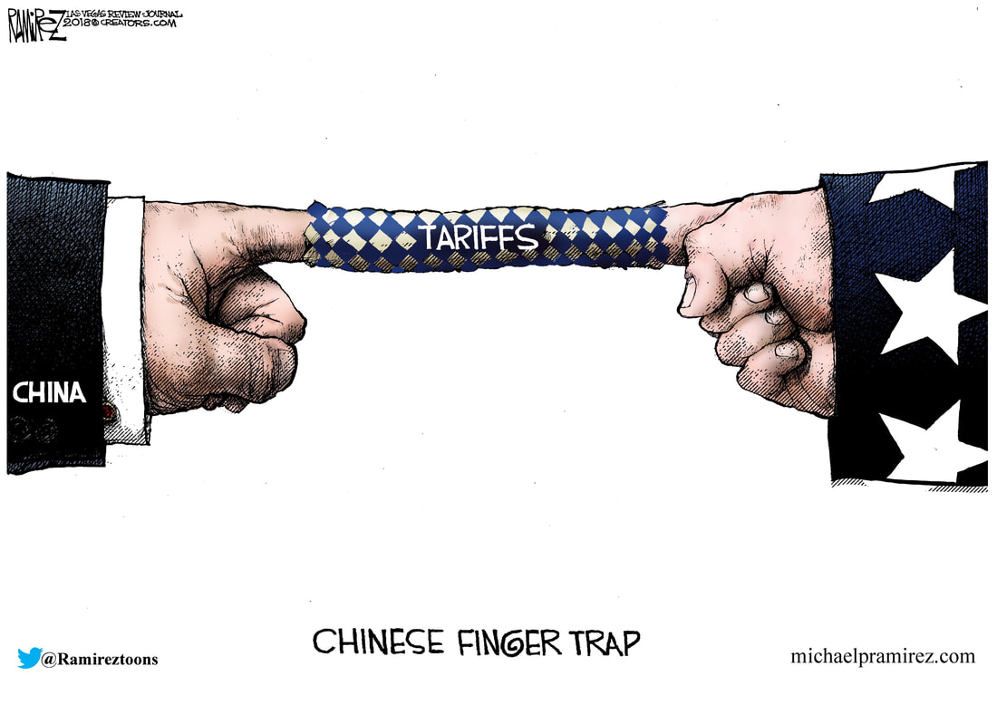 Chinese tariff finger trap - MICHAEL P. RAMIREZ - America's 
